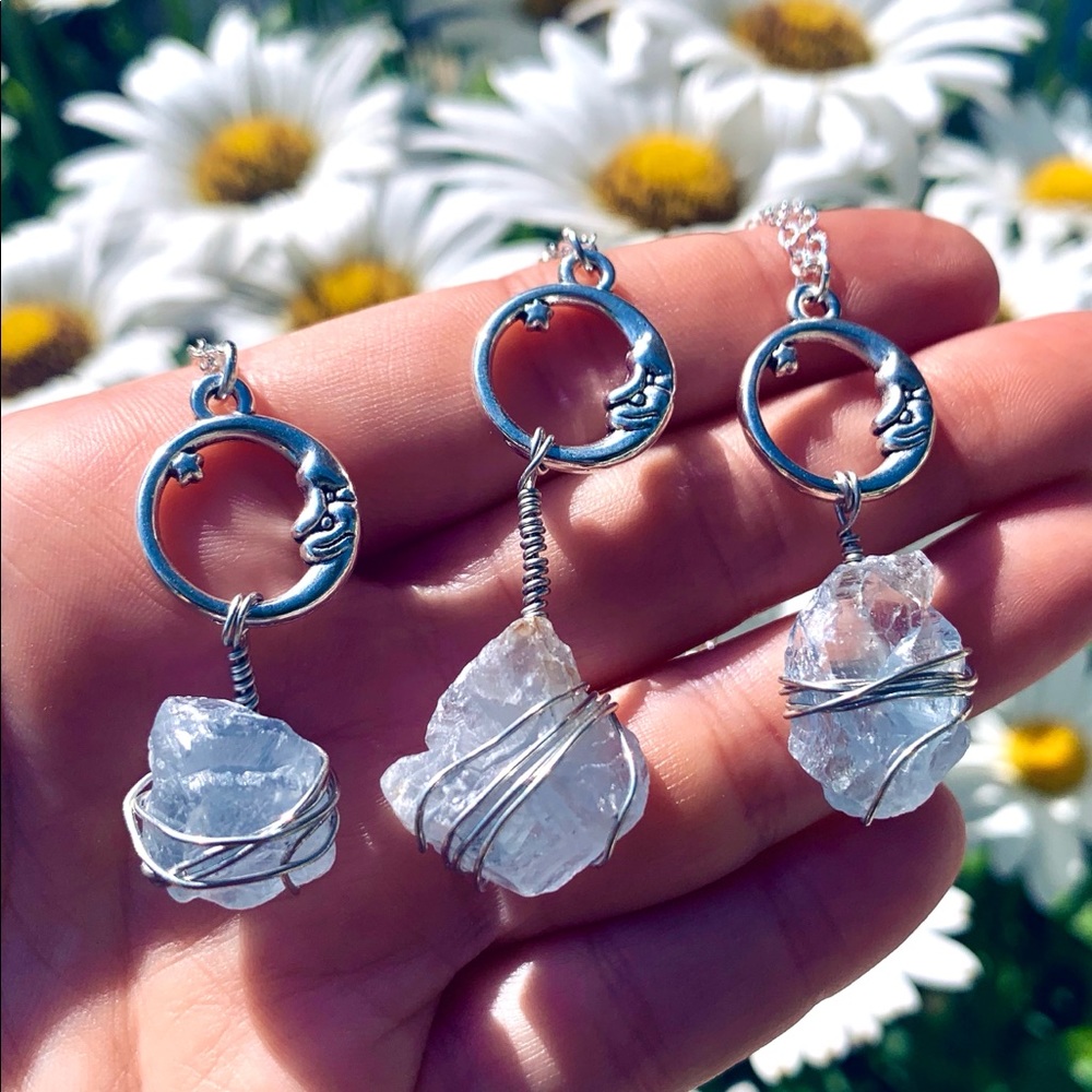 Celestite Luna Gemstone Necklace